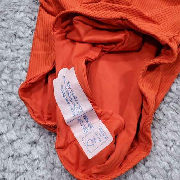 Andie The Asbury One Piece Swimsuit Ribbed Neon Orange Siren Size XL Swim - Picture 7 of 8